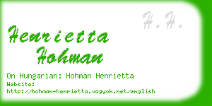 henrietta hohman business card